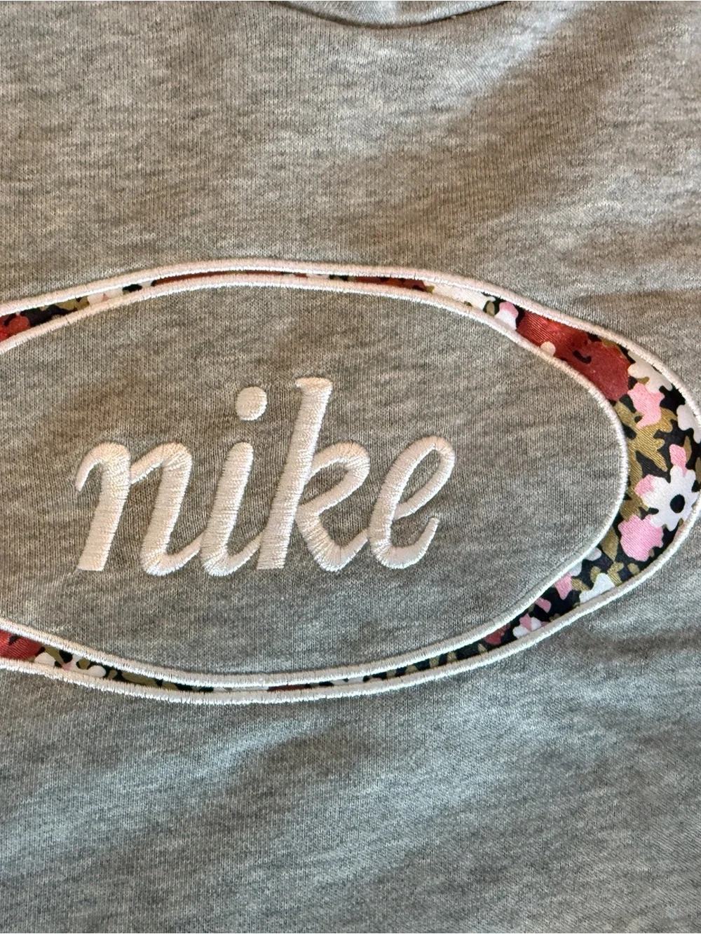 Nike Gray Hoodie with Floral Oval Logo